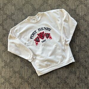 Vintage‎ 90s Embroidered Fort Henry Kingston Tourist Crewneck Sweatshirt